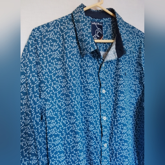 Raging Bull Men's Western Long Sleeve Button Down Peacock Blue Shirt ~ XXL - Picture 2 of 11